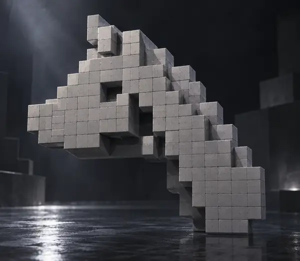 Graue Voxel-Form