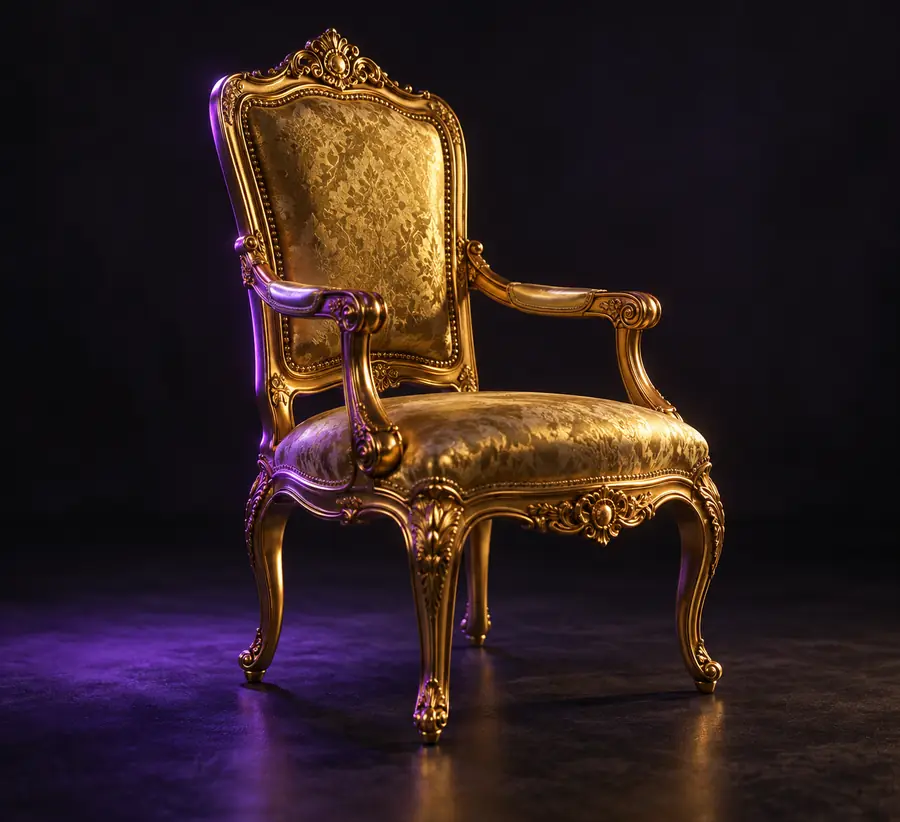Referenzbild eines kleinen goldenen Stuhls